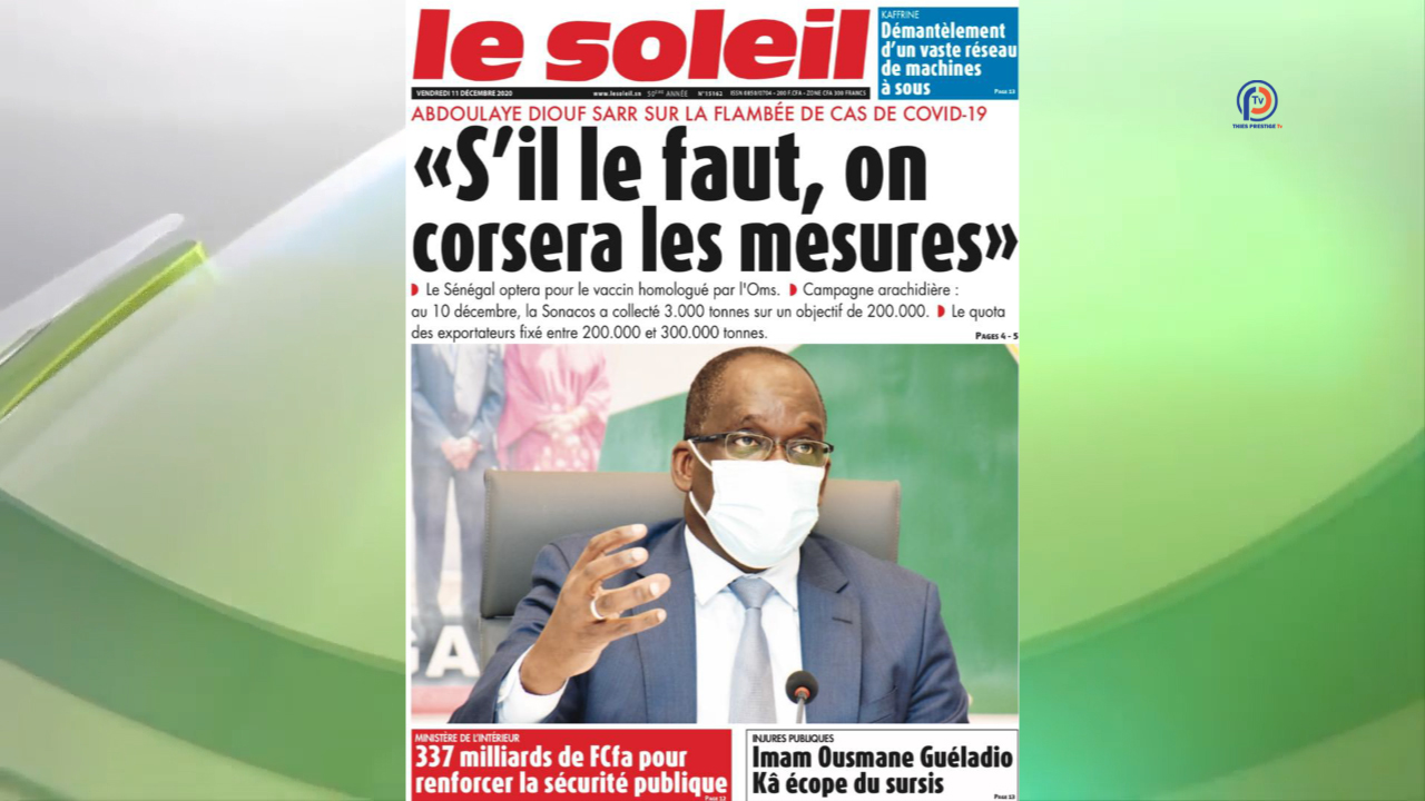 Revue de Presse du 11 Décembre 2020 : La deuxième vague de Covid-19 à la Une