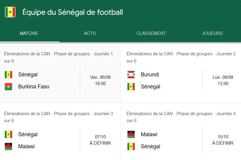 Équipe du senegal de foot éliminatoire de la CAN