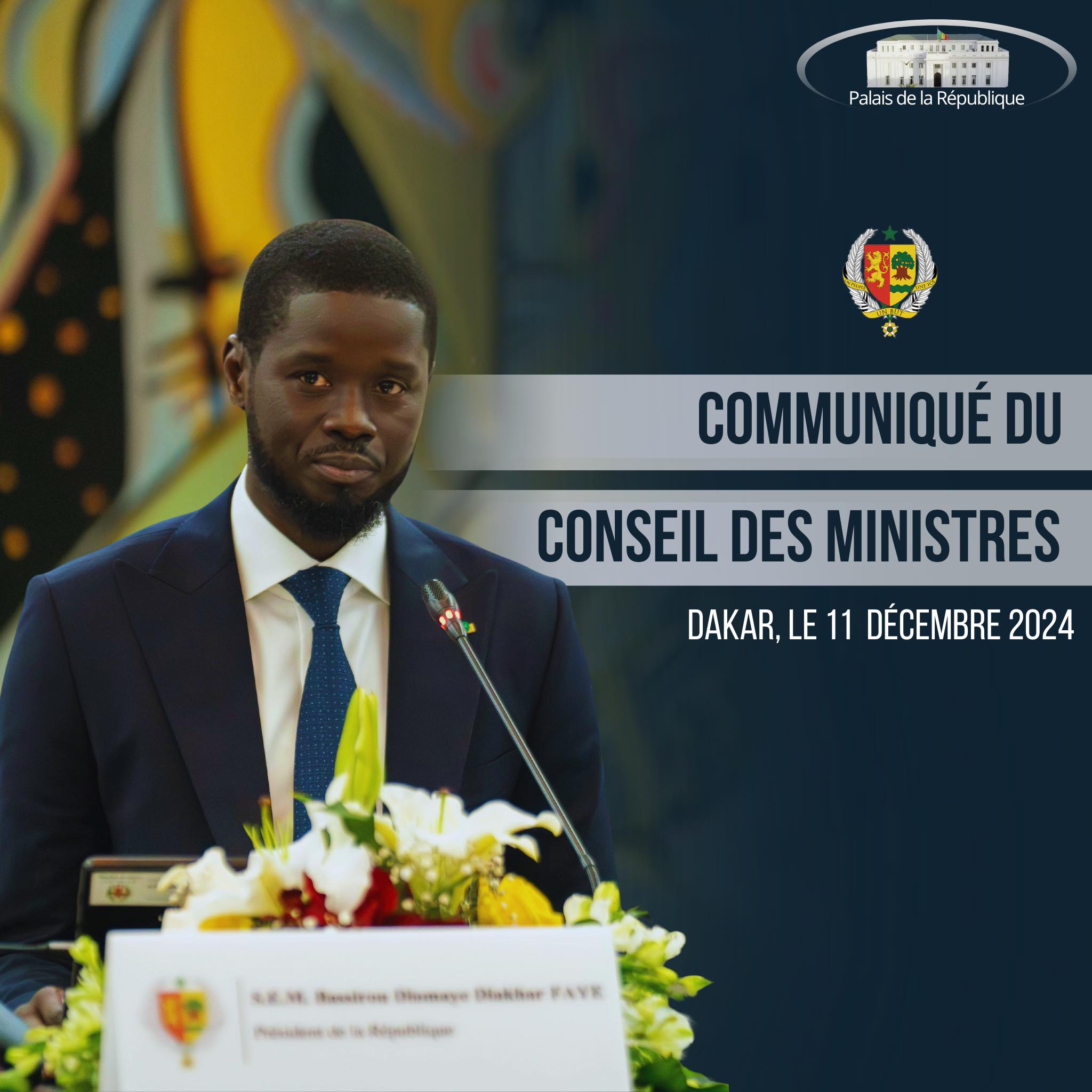 Voici le compte rendu du Conseil des Ministres du Mardi 11 Décembre 2024